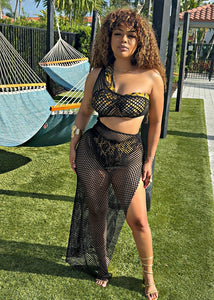 The Sunset Illusions Net Maxi Swim Cover (Black)