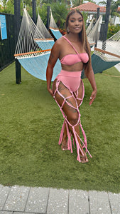 The Summer Wrap Fringe Set (Blush Pink)