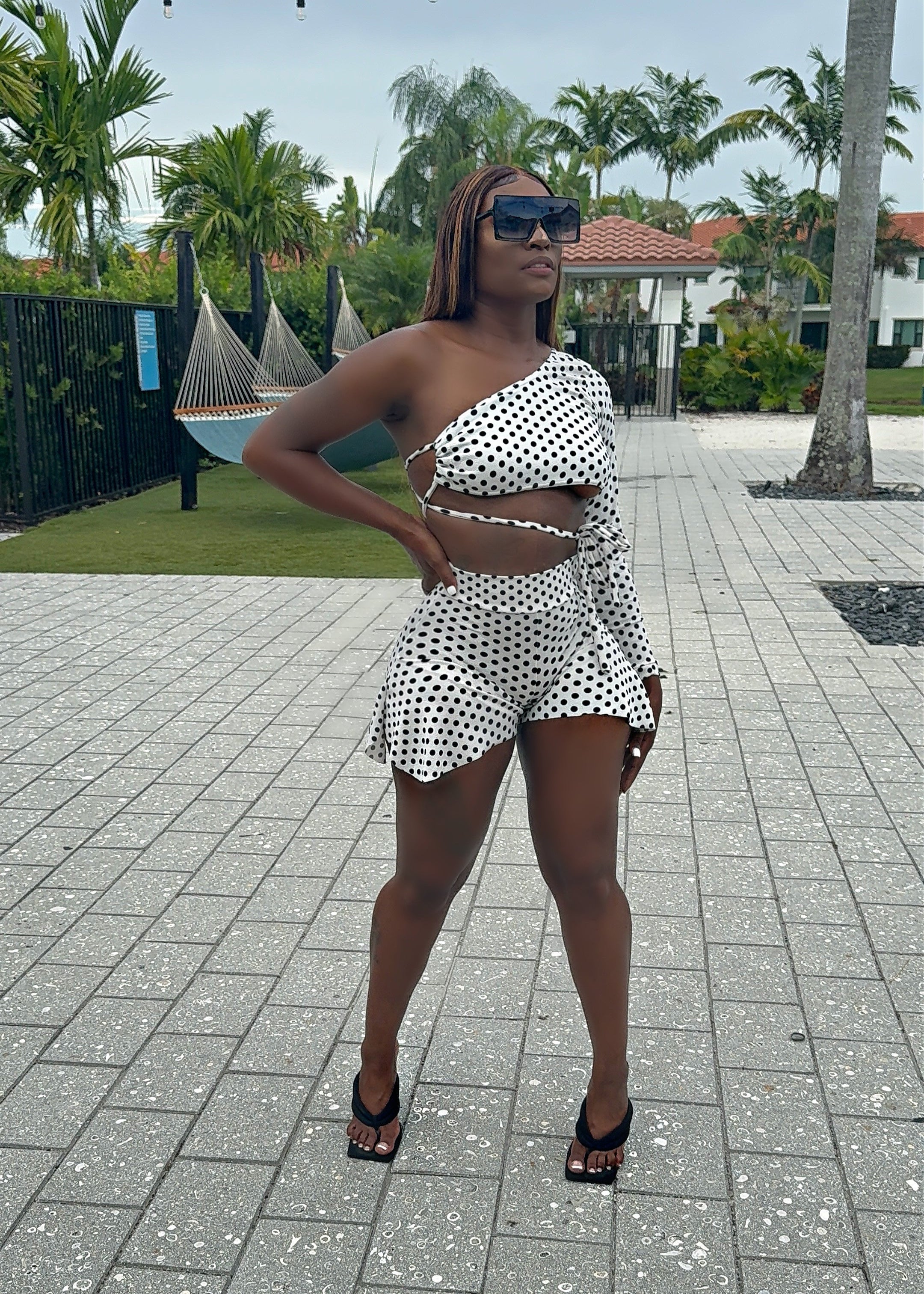 The Summer Dolly Mini Lace Up Shorts Set