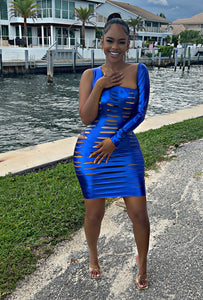 The Imperial 24K Shredded BodyCon Dress (Blue)