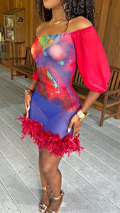 The Fall Vendetta Illusions Feathered Dress (Rouge)