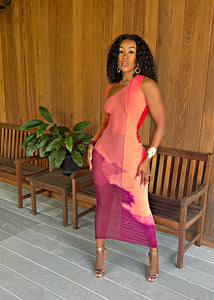 The Fall Watercolor Drip Illusions Dress (Pink)