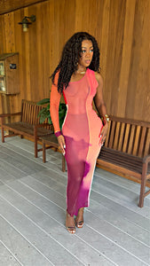 The Fall Watercolor Drip Illusions Dress (Pink)