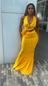 The Summer Eyelet Wrap Mermaid Set (Golden Yellow)