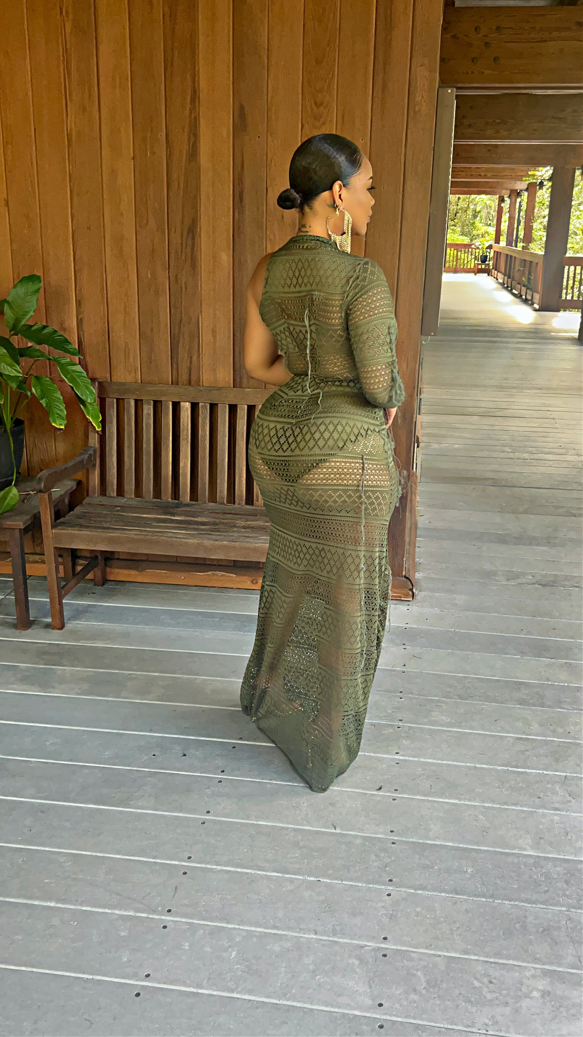 The Lexington Crochet Maxi Dress (Olive)