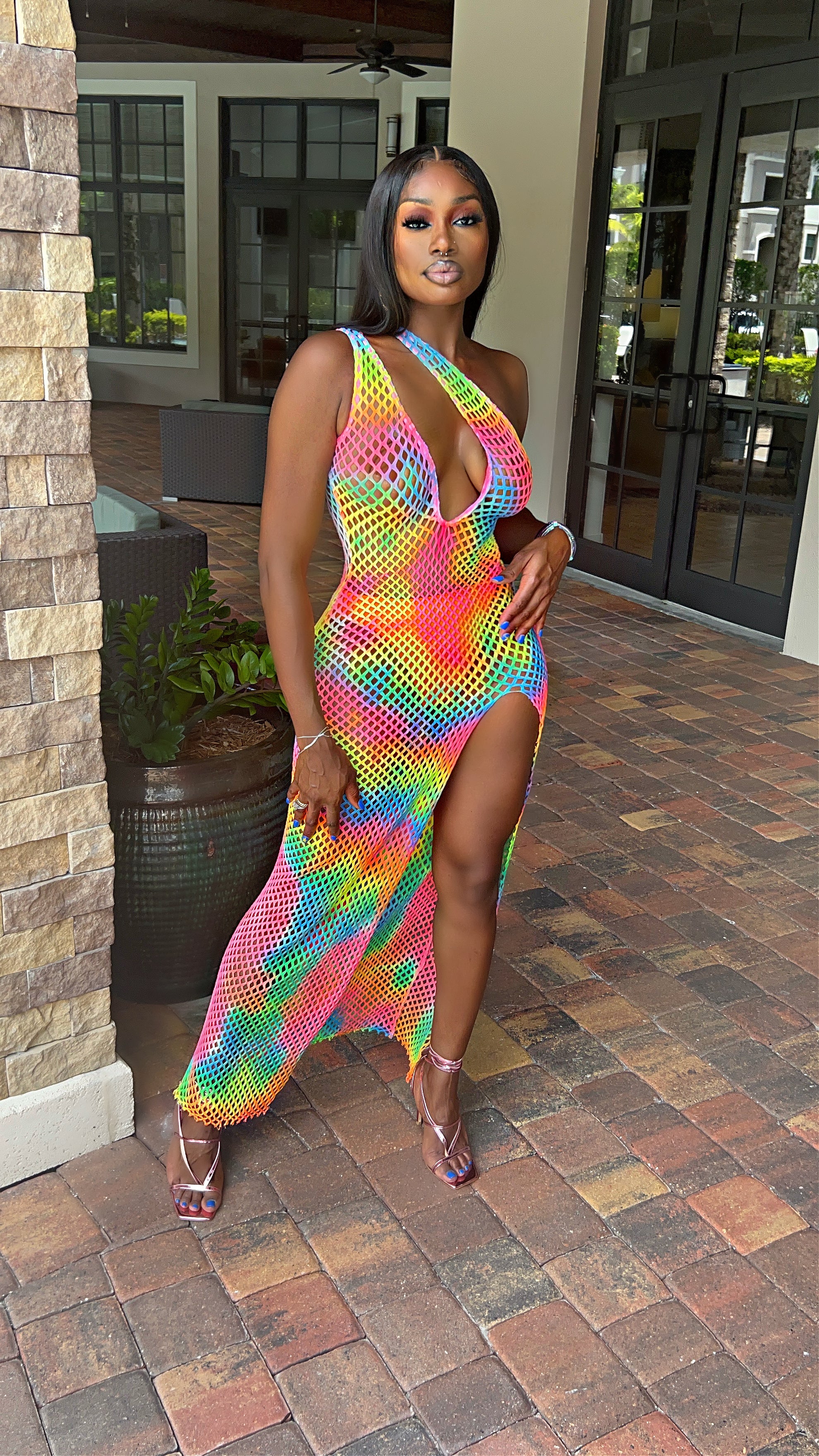 The Summer Rave Tie Dye Midi Net Dress