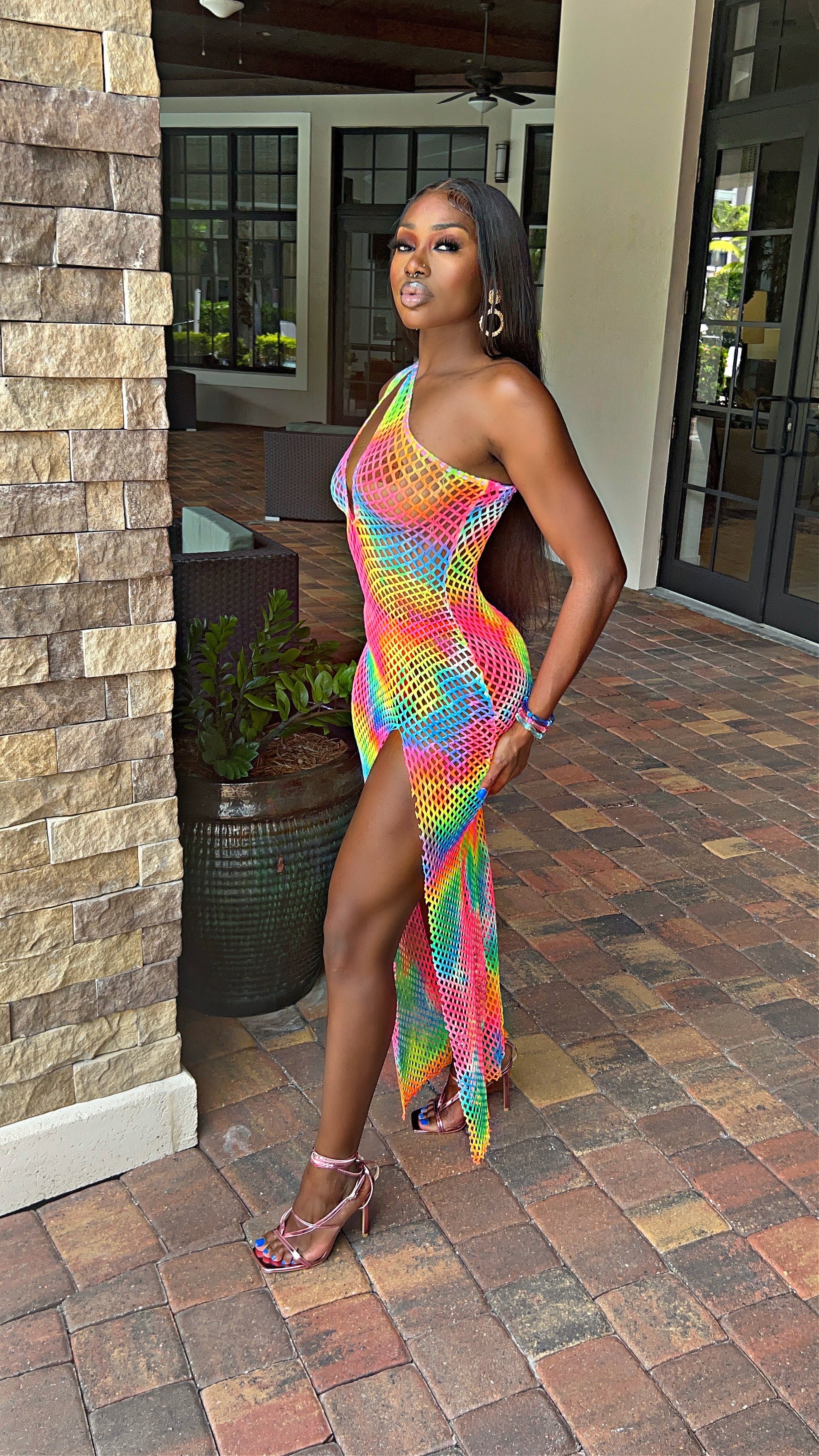 The Summer Rave Tie Dye Midi Net Dress