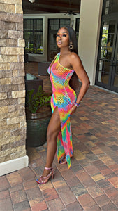 The Summer Rave Tie Dye Midi Net Dress