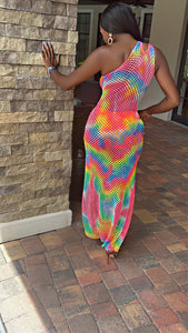 The Summer Rave Tie Dye Midi Net Dress