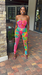 The Summer Rave Tie Dye Midi Net Jumpsuit