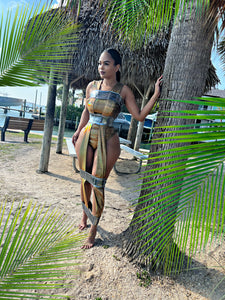 The Luxe Resort Metallic Garter Dress and Strapless Swimsuit