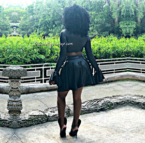 The Iconic Leather Tennis Skirt Set (Black)