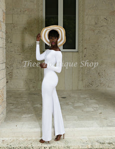 The Charleston Off The Shoulder Jumpsuit (White)