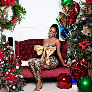 The Holiday Metallic Leopard Golden Bow Set