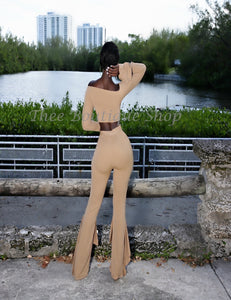 The Peasantry Fall Flare Pants Set (Nude)