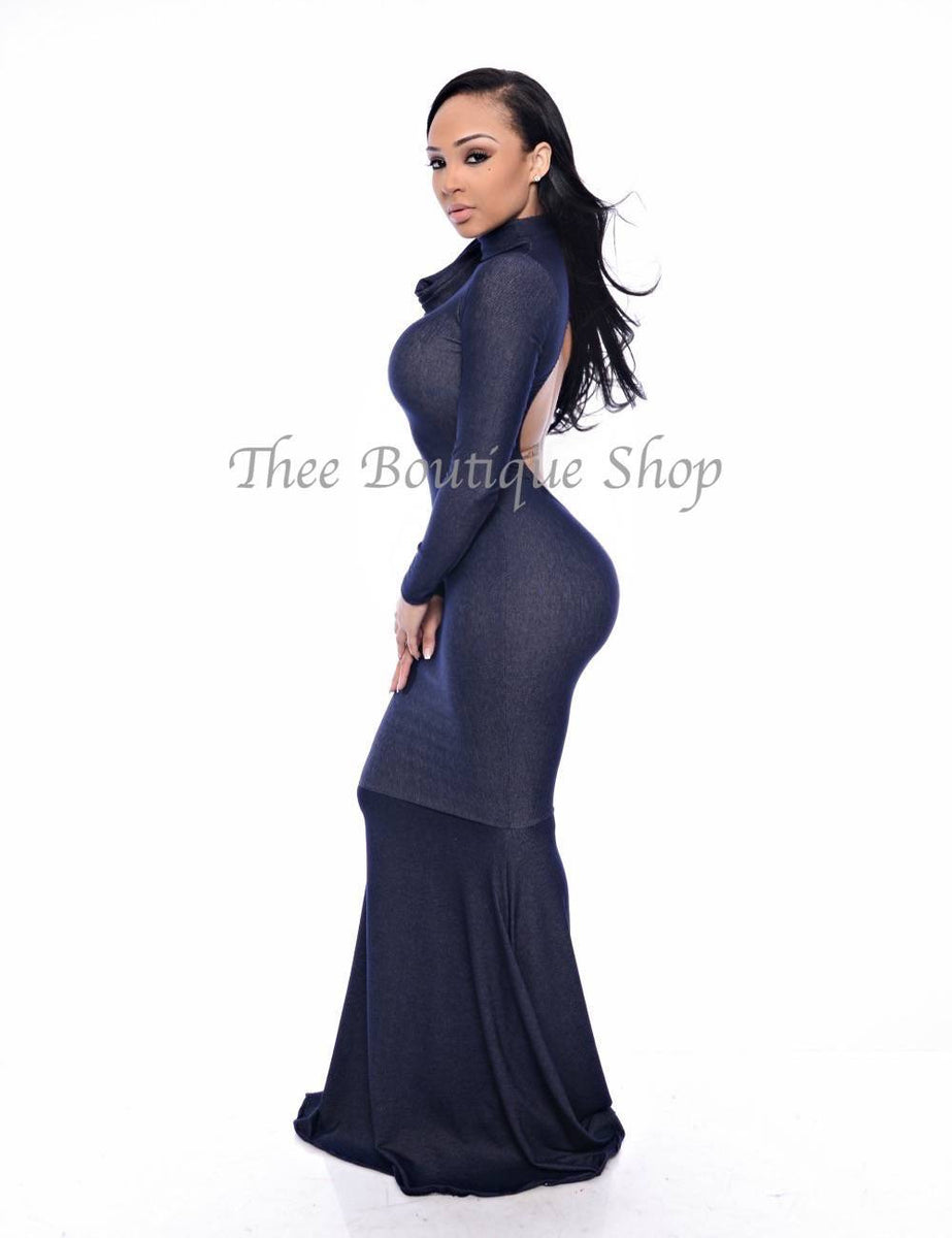 mermaid denim dress The Bella Lavish Mermaid Dress (Denim) Large