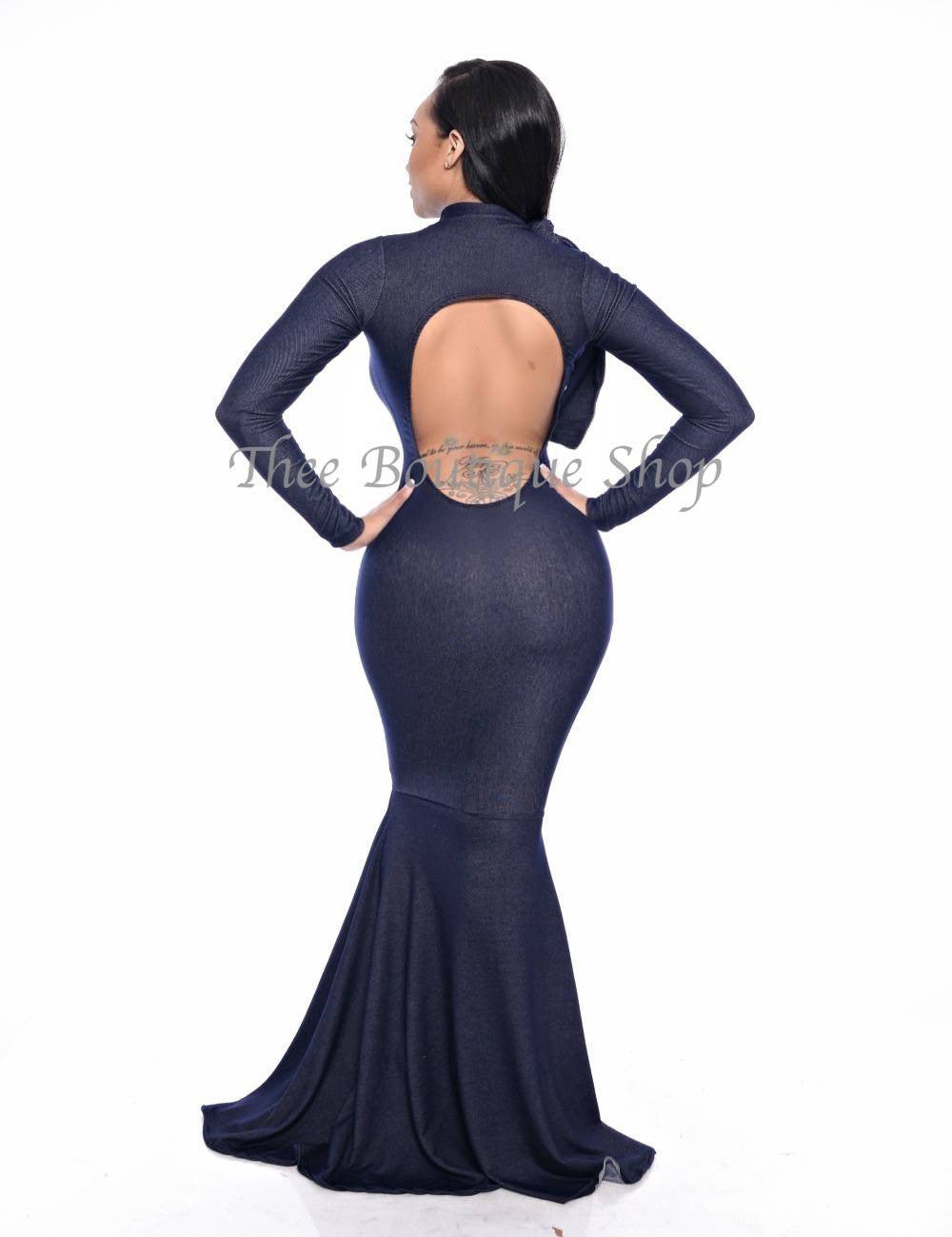 The Bella Lavish Mermaid Dress (Denim) Small
