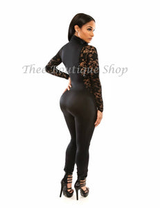 The Bombshell Lace Illusions Jumpsuit (Noir) - Thee Boutique Shop