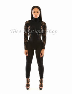 The Bombshell Lace Illusions Jumpsuit (Noir) - Thee Boutique Shop