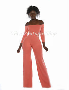 The Charleston Off The Shoulder Jumpsuit (Peach)